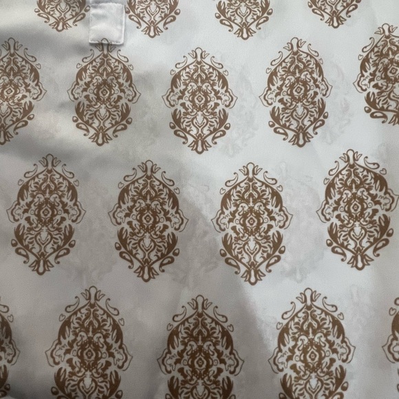 J CREW XXS Popover Tunic Top Blouse Printed Medallion Paisley White Tan - Picture 5 of 8